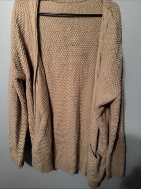 Source Unknown Tan Waffle Knit Open Cardigan